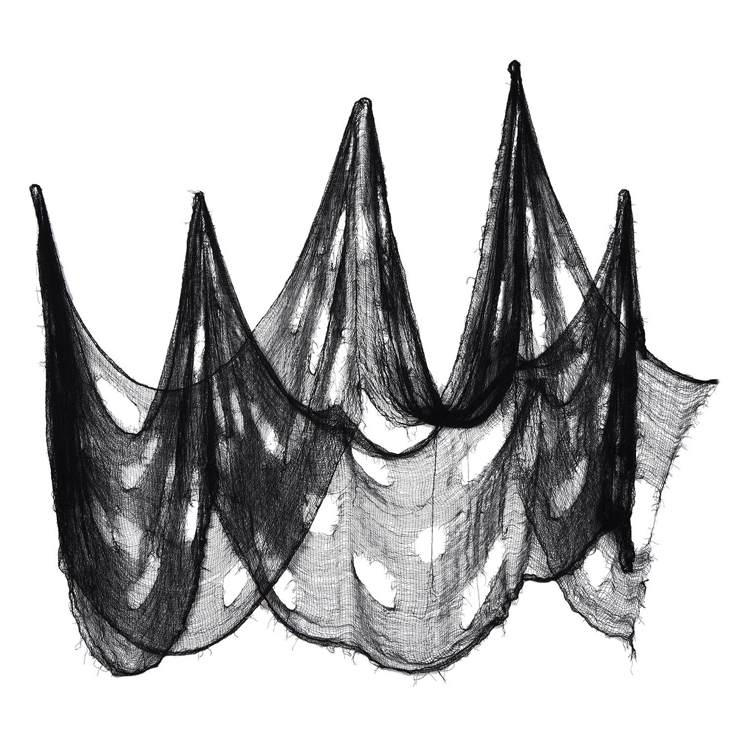Halloween Coarse Mesh Gauze Fabric – Black Stretchable Cheesecloth for Haunted House, Outdoor Tree & Porch Wrap Decor