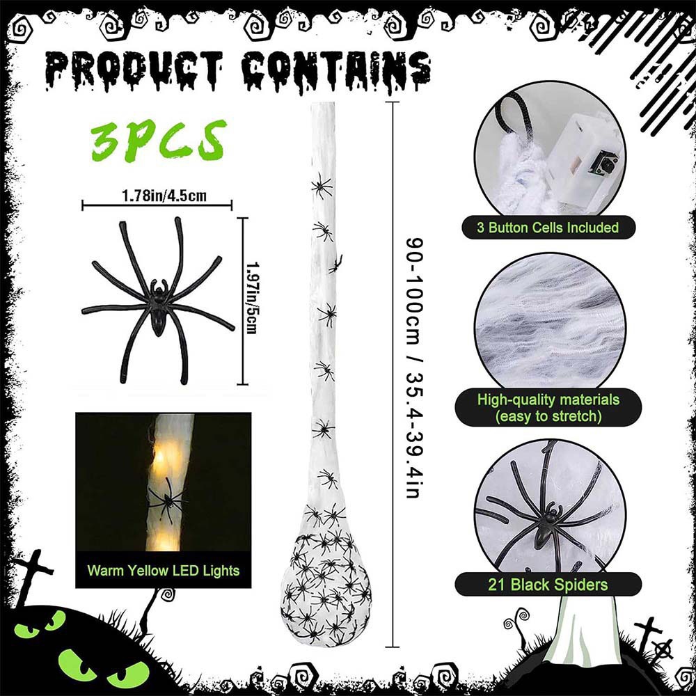 Light Up Spider Web Egg – Hanging Glowing Halloween Decoration with LED, Creepy Orb for Haunted House & Party