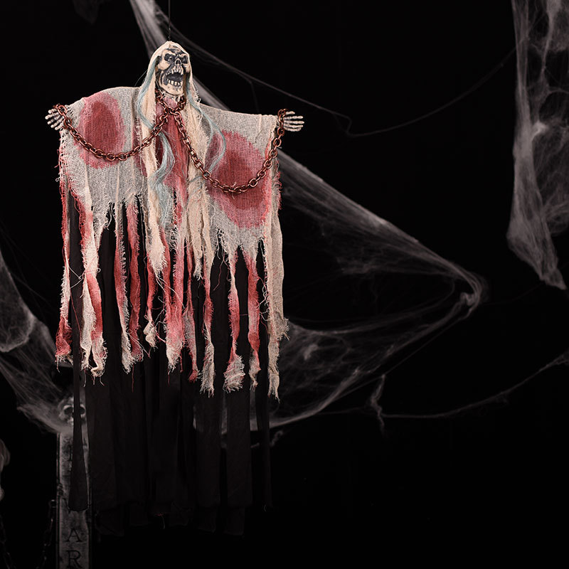 Hanging Ghost with Metal Chain – Creepy Floating Apparition Prop for Haunted House, Halloween Party & Outdoor Decor