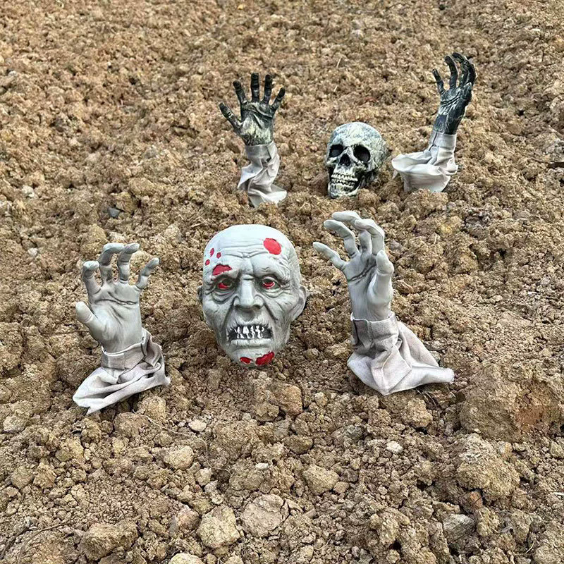 Skull Lawn Stake – Glowing Skeleton Head with Ground Spike for Outdoor Halloween Yard, Graveyard & Garden Decoration