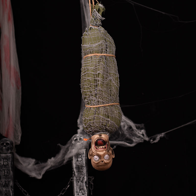 Giant Hanging Mummy Ghost – Wrapped Corpse with Tattered Shroud for Haunted House & Halloween Yard Decor