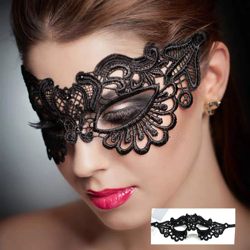 Gold Foil Lace Mask – Sexy Half Face Masquerade Eye Mask for Women, Stamped Lace Party Mask for Halloween & Ball
