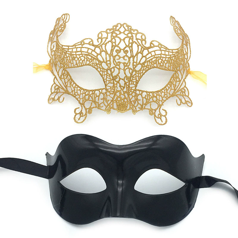 Couple Eye Mask Set – Matching Half Face Masquerade Mask for Men & Women, Romantic Party Accessory for Halloween & Ball