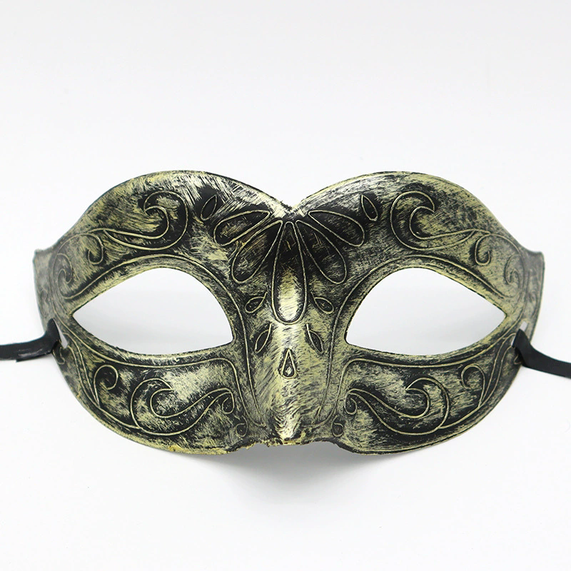 Vintage Jazz Half Face Mask – Retro Flat Top Masquerade Mask with Antique Finish for Men & Women Party Costume