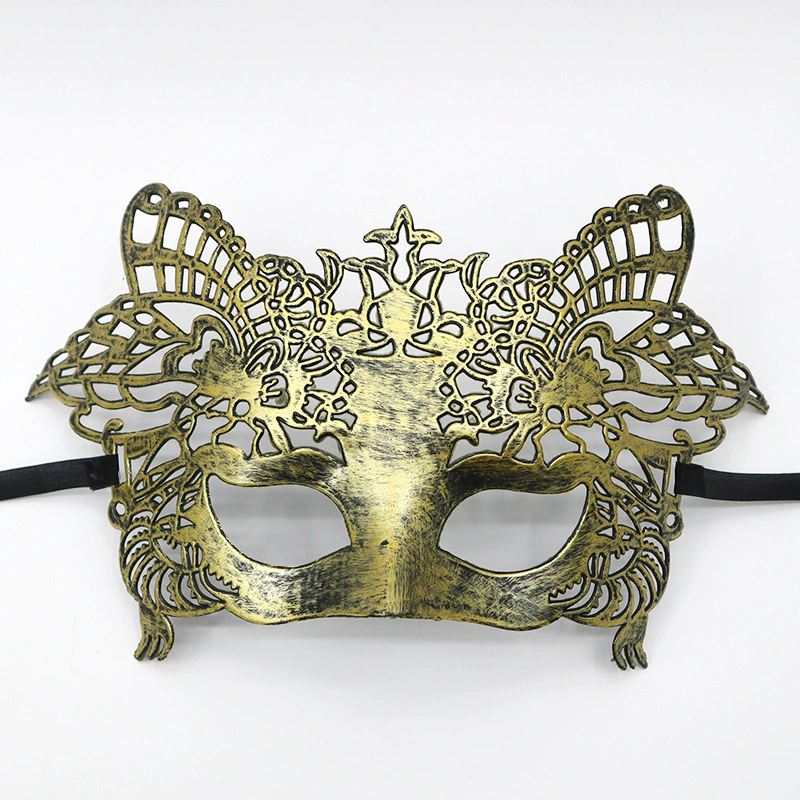 Vintage Jazz Half Face Mask – Retro Flat Top Masquerade Mask with Antique Finish for Men & Women Party Costume