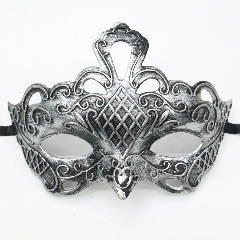 Vintage Jazz Half Face Mask – Retro Flat Top Masquerade Mask with Antique Finish for Men & Women Party Costume