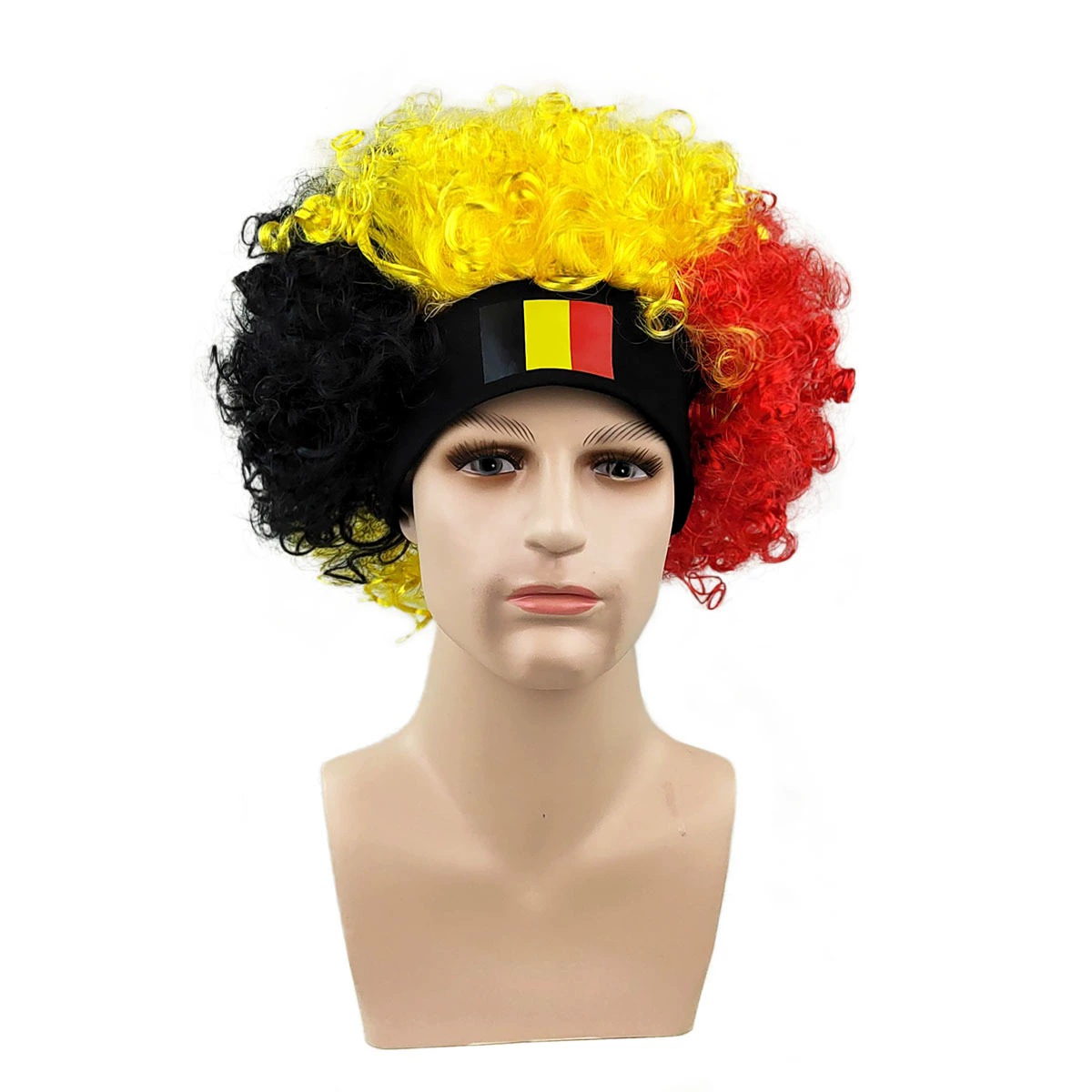 Flag Color Fan Wig with Headband – Printed National Team Wig for World Cup & Euro Cup Fans