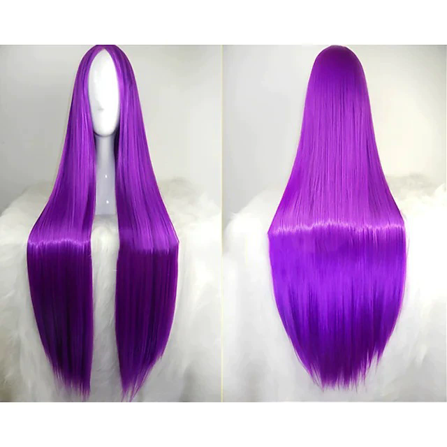 80cm Long Straight Anime Wig – Middle Part Bangs Cosplay Wig for Women Girls Halloween Party Prop