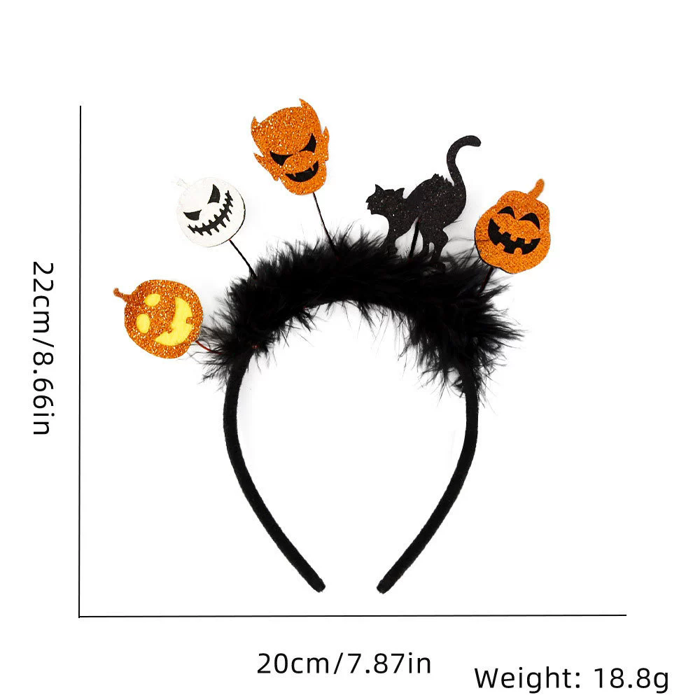 Halloween Ghost Bat Feather Headband – Spooky Hairband with Ghost, Bat & Feather Decorations for Women & Kids
