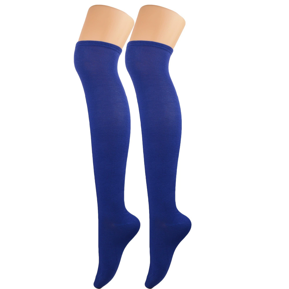 Plain Thigh High Socks – Solid Color Over Knee Stockings for Women Halloween Costume
