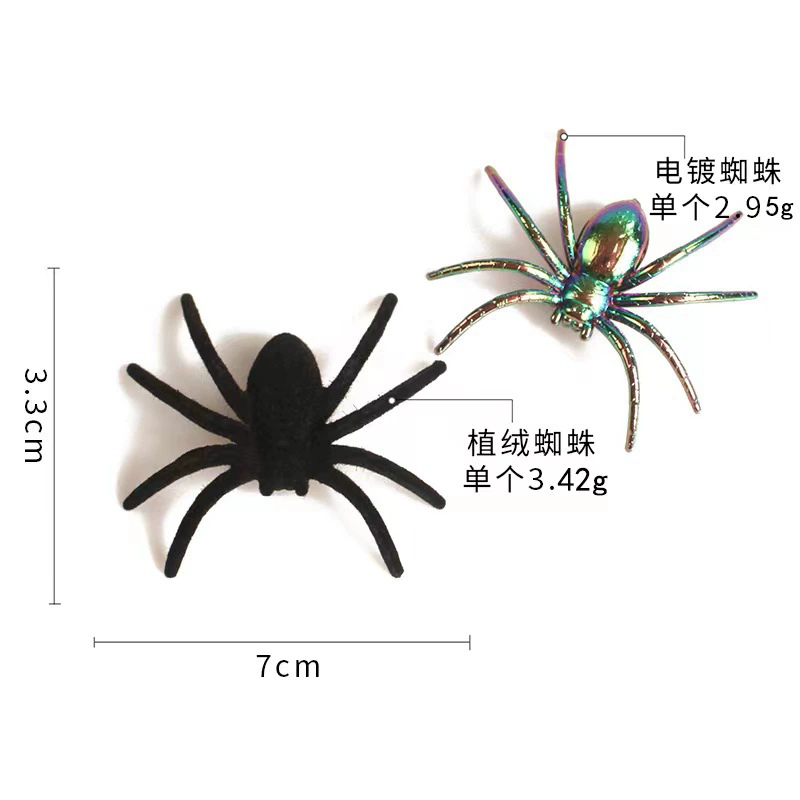 Electroplated and Flocked Spider– Metallic + Velvet Fake Spiders for Halloween Decor