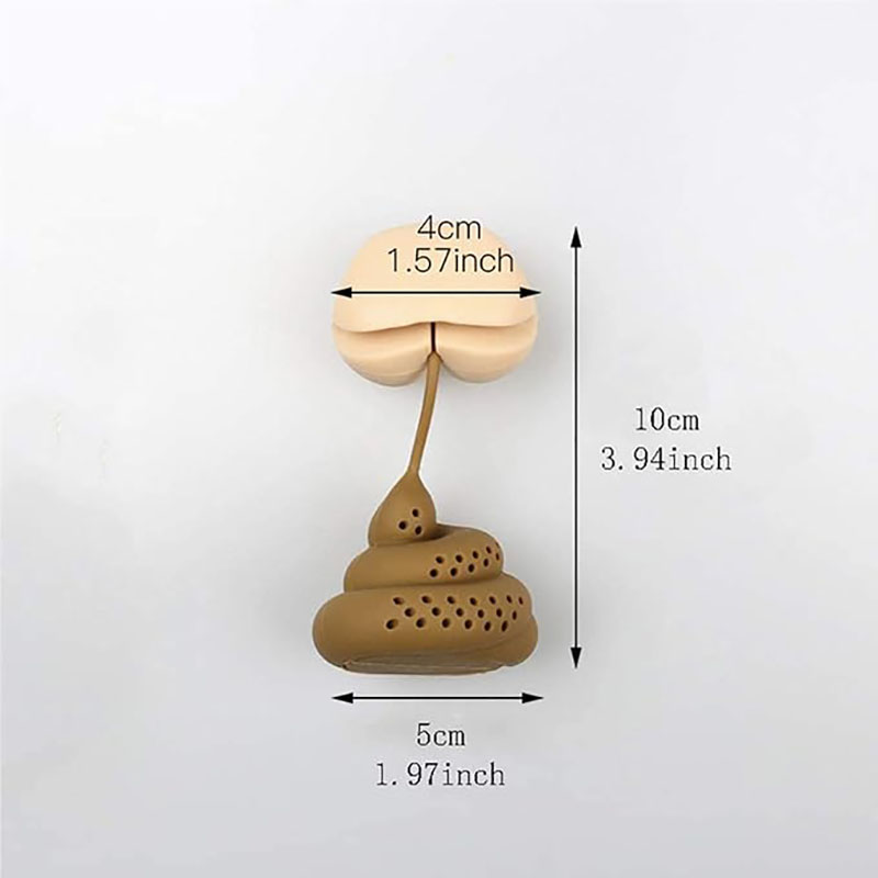 poop butt tea infuser soaking loose tea inside clear glass mug daily home scene