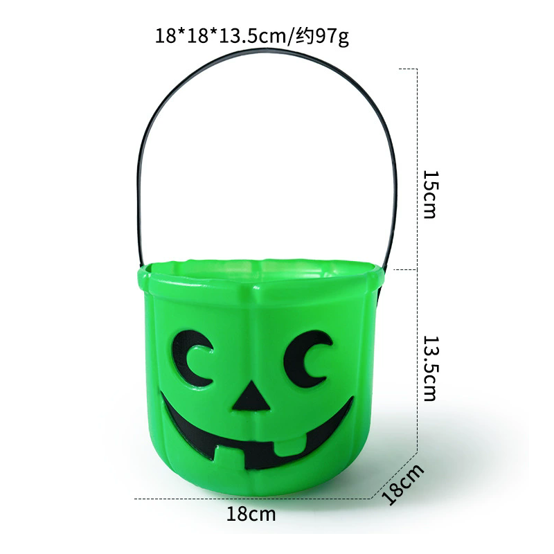 Happy Face Smile Pumpkin Bucket for Halloween Trick or Treat Candy Holder – Jack O Lantern Decorative Prop