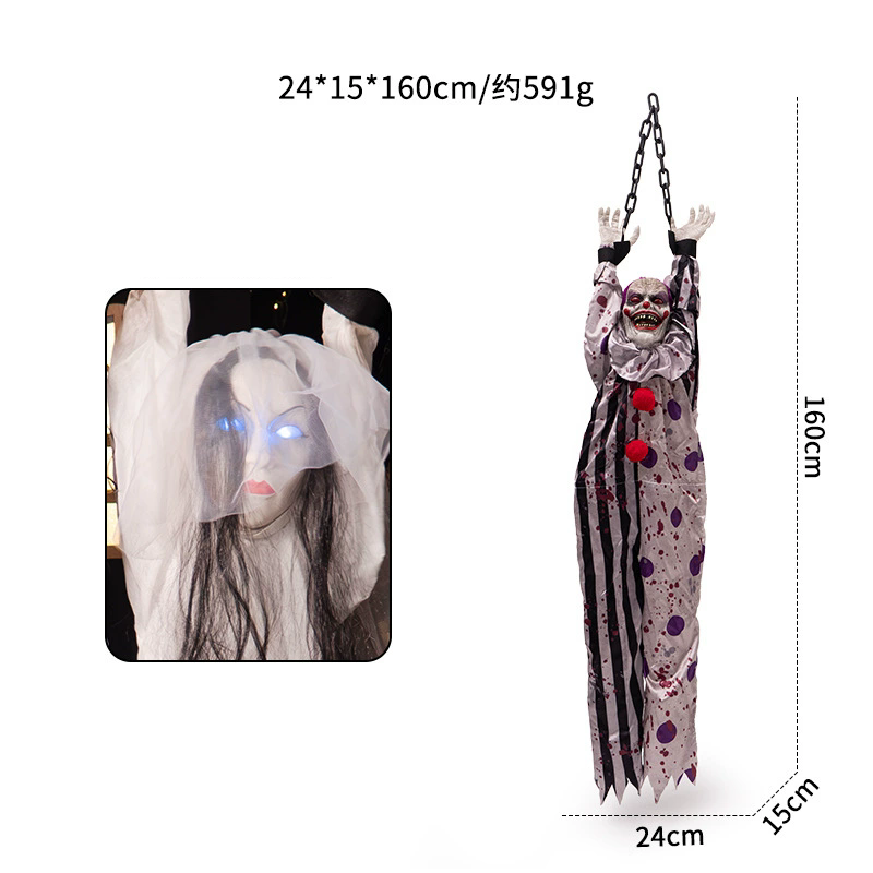 Motion-Activated Halloween Animatronics – Bound-Hand Shaking Clown, Pumpkin, Zombie, Nurse & Hanging Ghost Props