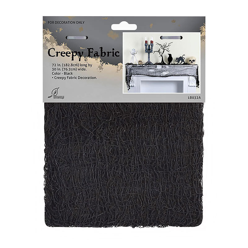 Halloween Coarse Mesh Gauze Fabric – Black Stretchable Cheesecloth for Haunted House, Outdoor Tree & Porch Wrap Decor