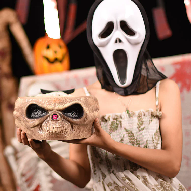 Electric Ghost Hand Candy Bowl – Motorized Animated Skeleton Hand Reaching for Candy for Halloween Party & Trick or Treat