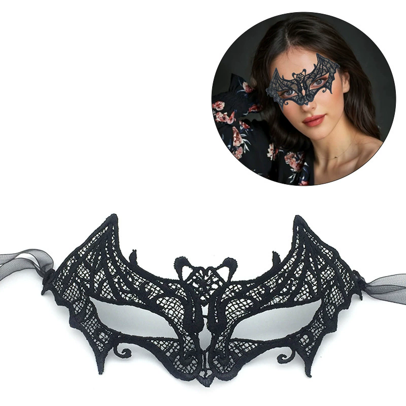 Structured Lace Half Face Mask – Black Princess Style Masquerade Eye Mask with Shaped Design for Women Ball & Party