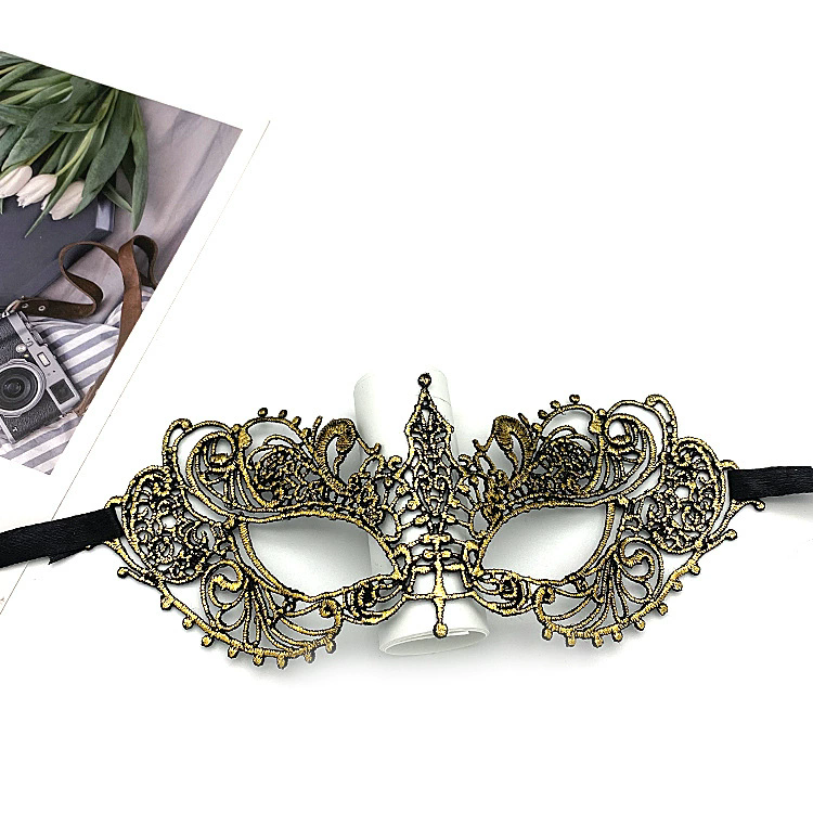 Sexy Colorful Lace Mask – Shapeable Gold Stamped Half Face Masquerade Eye Mask for Women, Halloween Costume & Dance Party