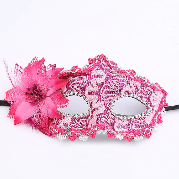 Floral Lace Half Face Mask – Flower Embellished Masquerade Eye Mask for Women, Romantic Party Mask for Halloween & Ball