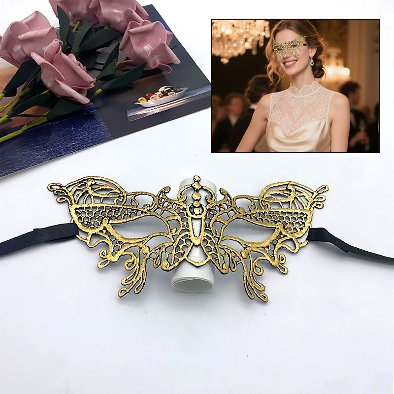 Gold Lace Masquerade Mask – Half Face Eye Mask  for Women, Sexy Party Mask for Ball & Nightclub
