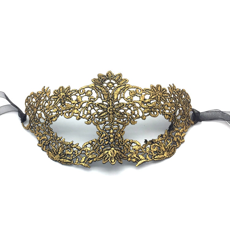 Holographic Lace Mask – Gold Foil Iridescent Half Face Masquerade Eye Mask for Women, Glamorous Party Accessory for Halloween & Cosplay