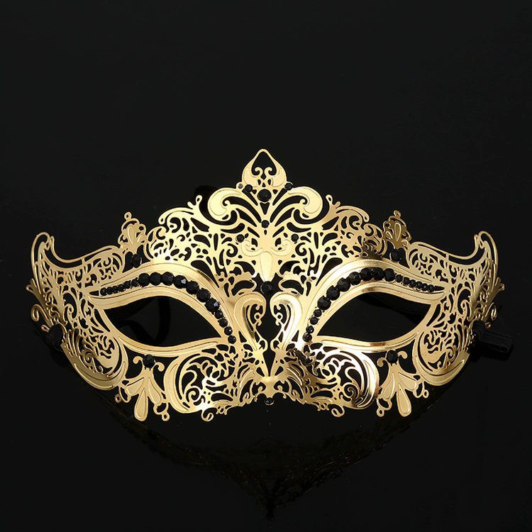 Metal Hollow Mask – Rhinestone Embellished Half Face Masquerade Mask for Women, Gold/Silver Iron Mask for Halloween & Ball