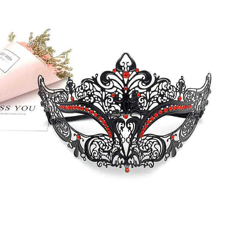 Rhinestone Metal Mask – Half Face Masquerade Mask with Crystal Gems for Women, Glamorous Party Mask for Halloween & Cosplay