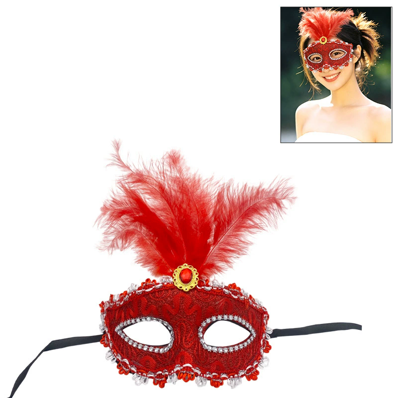 Princess Feather Masquerade Mask – Cute Half Face Eye Mask with Fluffy Feathers for Women, Romantic Party Accessory for Halloween