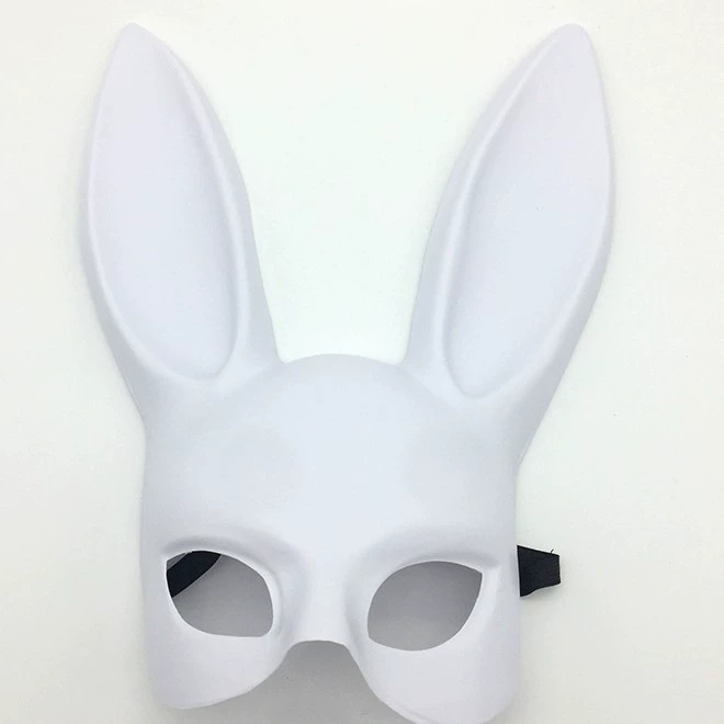 Black Bunny Half Face Mask – Rabbit Masquerade Mask for Women & Men, Cute Animal Costume Mask for Halloween & Masquerade Ball