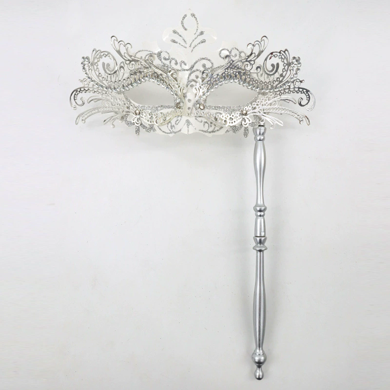 Metal Rhinestone Handheld Mask – Detachable Half Face Masquerade Mask with Stick for Women, Luxury Party Accessory for Halloween & Ball