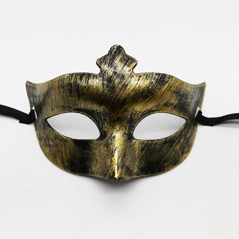 Vintage Jazz Half Face Mask – Retro Flat Top Masquerade Mask with Antique Finish for Men & Women Party Costume
