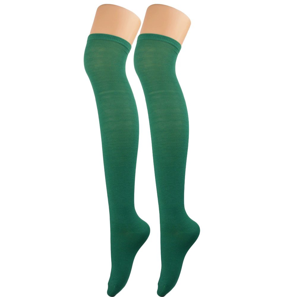 Plain Thigh High Socks – Solid Color Over Knee Stockings for Women Halloween Costume