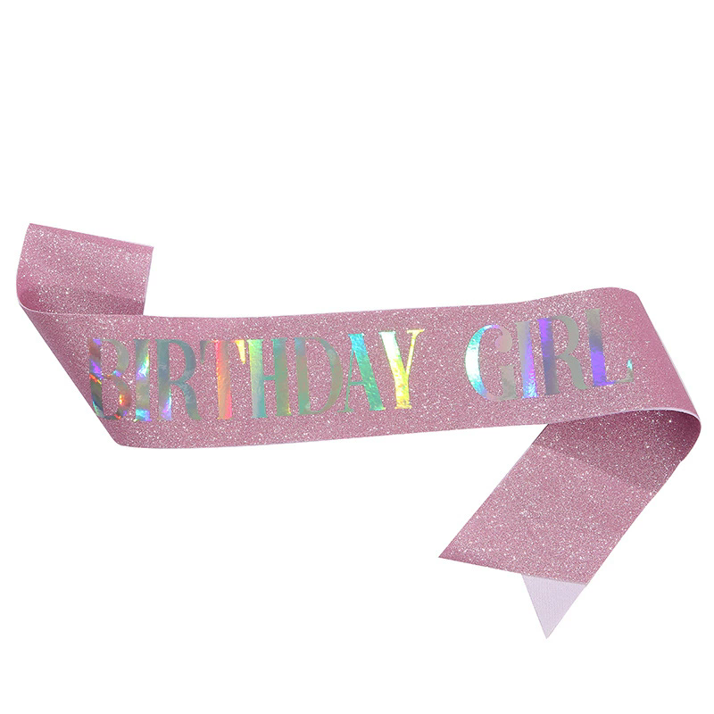 Pink Glitter Birthday Girl Sash Birthday Celebration Photo Prop Sash