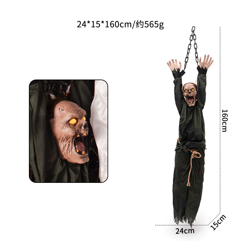 Motion-Activated Halloween Animatronics – Bound-Hand Shaking Clown, Pumpkin, Zombie, Nurse & Hanging Ghost Props