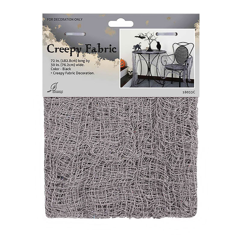 Halloween Coarse Mesh Gauze Fabric – Black Stretchable Cheesecloth for Haunted House, Outdoor Tree & Porch Wrap Decor