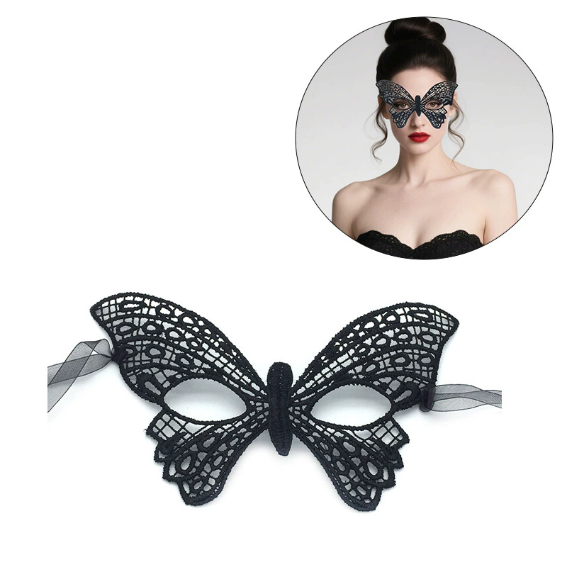 Structured Lace Half Face Mask – Black Princess Style Masquerade Eye Mask with Shaped Design for Women Ball & Party