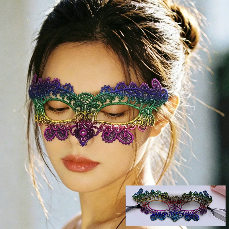Couple Masquerade Mask Set – His & Hers Half Face Lace Eye Mask with Gold Foil Cutout Design for Ball & Party