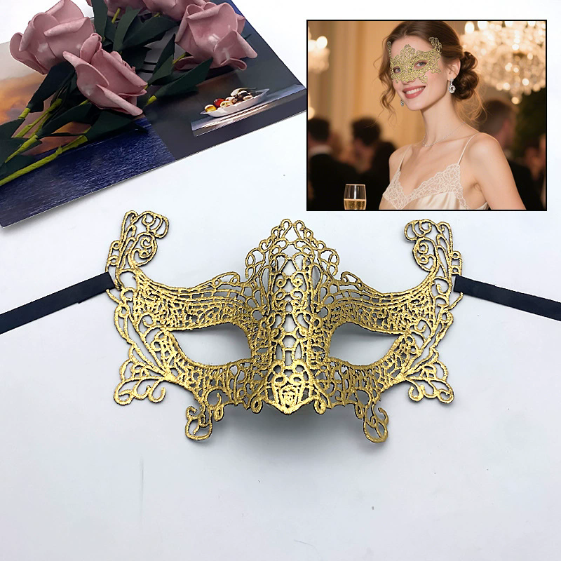 Gold Lace Masquerade Mask – Half Face Eye Mask  for Women, Sexy Party Mask for Ball & Nightclub