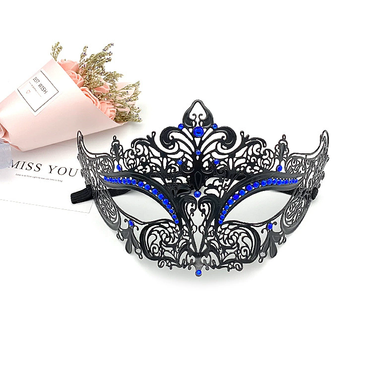 Rhinestone Metal Mask – Half Face Masquerade Mask with Crystal Gems for Women, Glamorous Party Mask for Halloween & Cosplay
