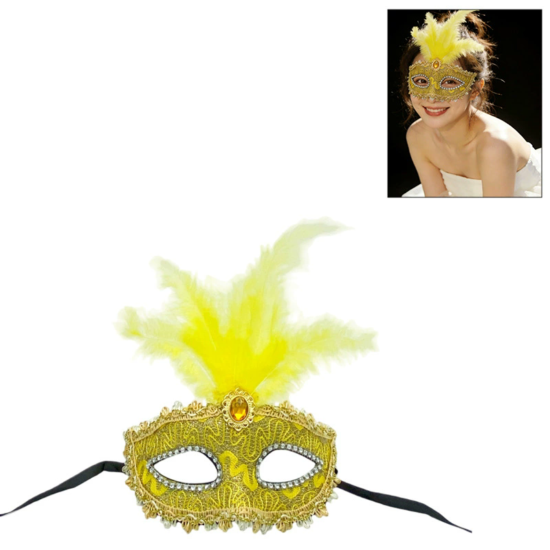 Princess Feather Masquerade Mask – Cute Half Face Eye Mask with Fluffy Feathers for Women, Romantic Party Accessory for Halloween