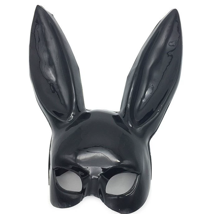 Black Bunny Half Face Mask – Rabbit Masquerade Mask for Women & Men, Cute Animal Costume Mask for Halloween & Masquerade Ball