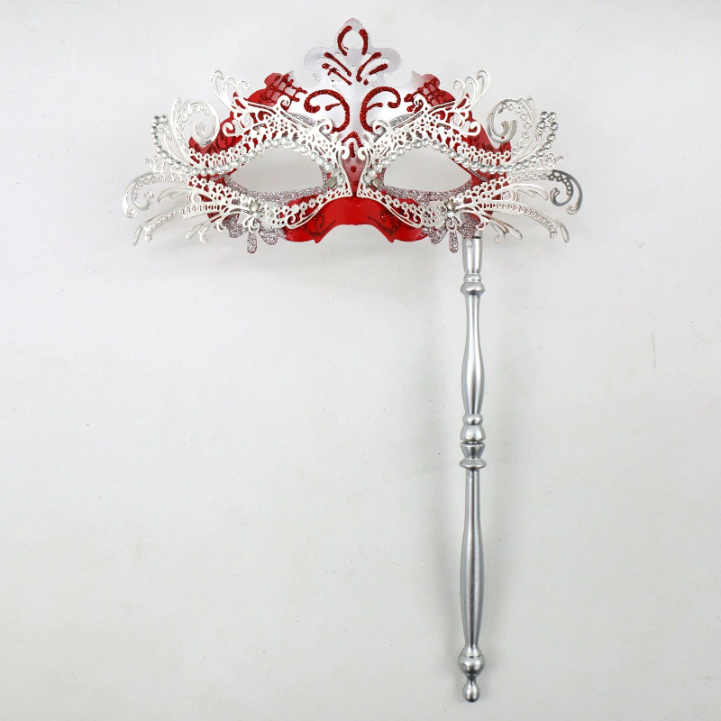 Metal Rhinestone Handheld Mask – Detachable Half Face Masquerade Mask with Stick for Women, Luxury Party Accessory for Halloween & Ball