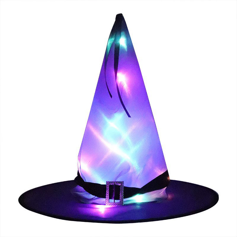 LED String Light Witch Hat – Light Up Wizard Cap for Halloween Party Decoration