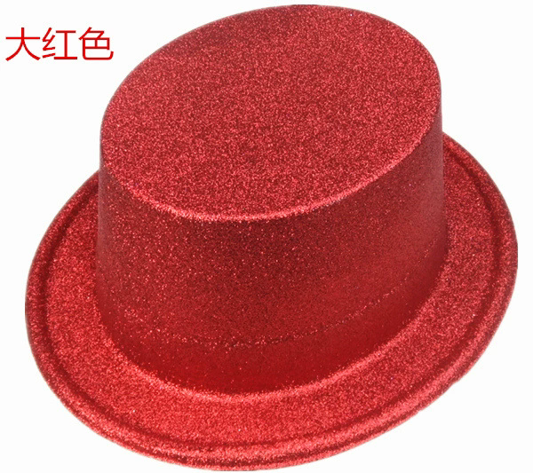 Gold Glitter Plastic Top Hat – Extra High Lincoln Stovepipe Hat for Magician & Jazz Costume Prop