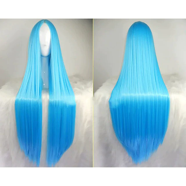 80cm Long Straight Anime Wig – Middle Part Bangs Cosplay Wig for Women Girls Halloween Party Prop
