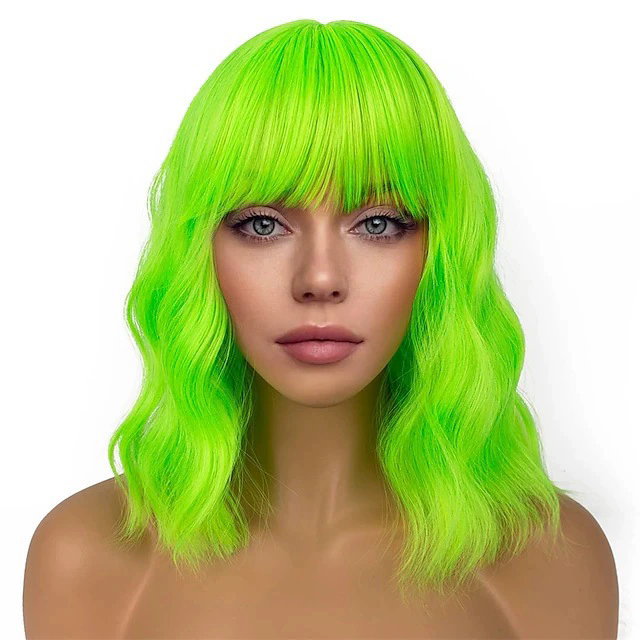 Women's Medium Long Curly Wig – Colorful Short Curls Halloween Costume Wig for Adult Women Party Prop