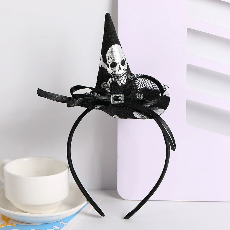 Halloween Spider Web Witch Hat Headband – Classic Witch Hairband with Spiderweb Decoration for Party Prop