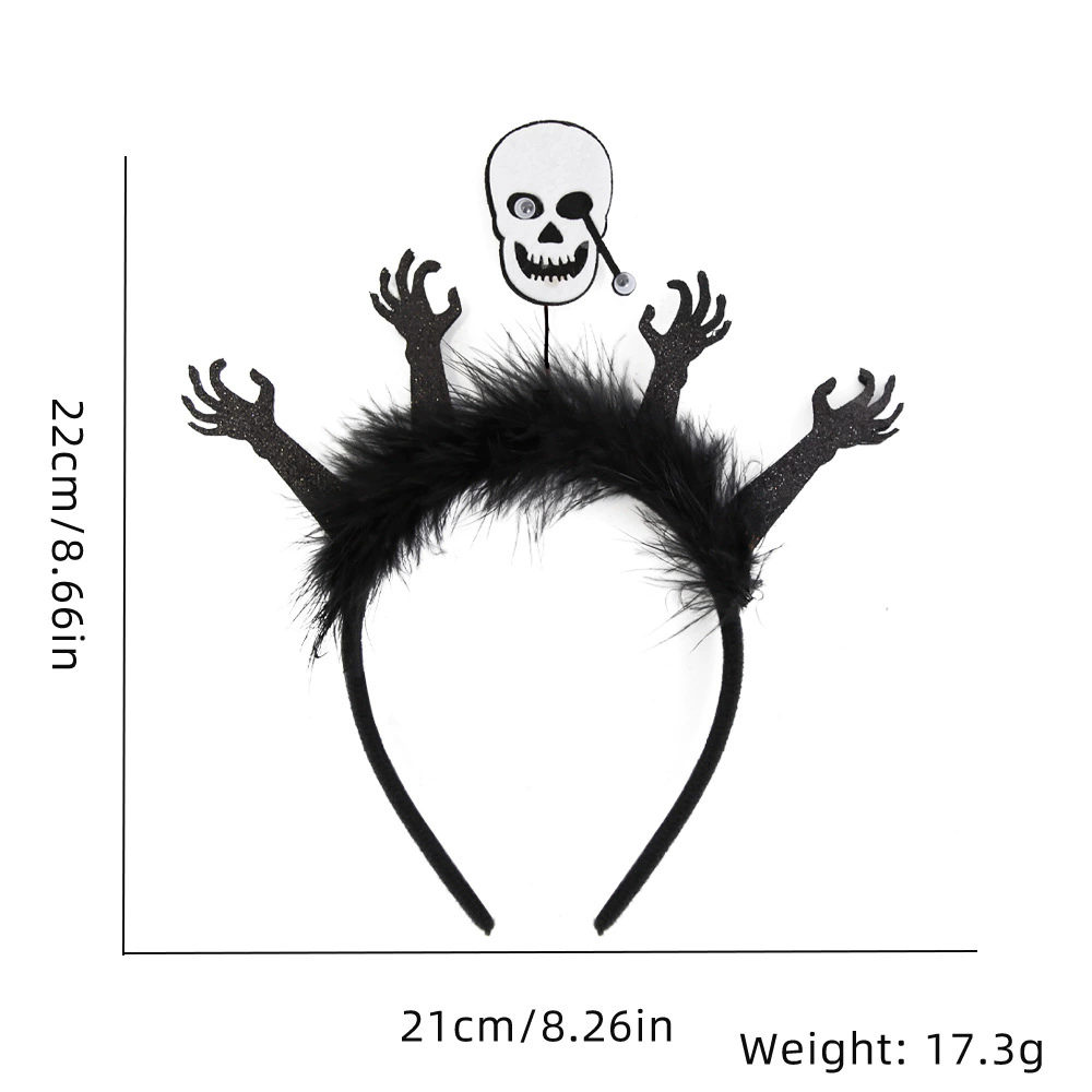 Halloween Ghost Bat Feather Headband – Spooky Hairband with Ghost, Bat & Feather Decorations for Women & Kids