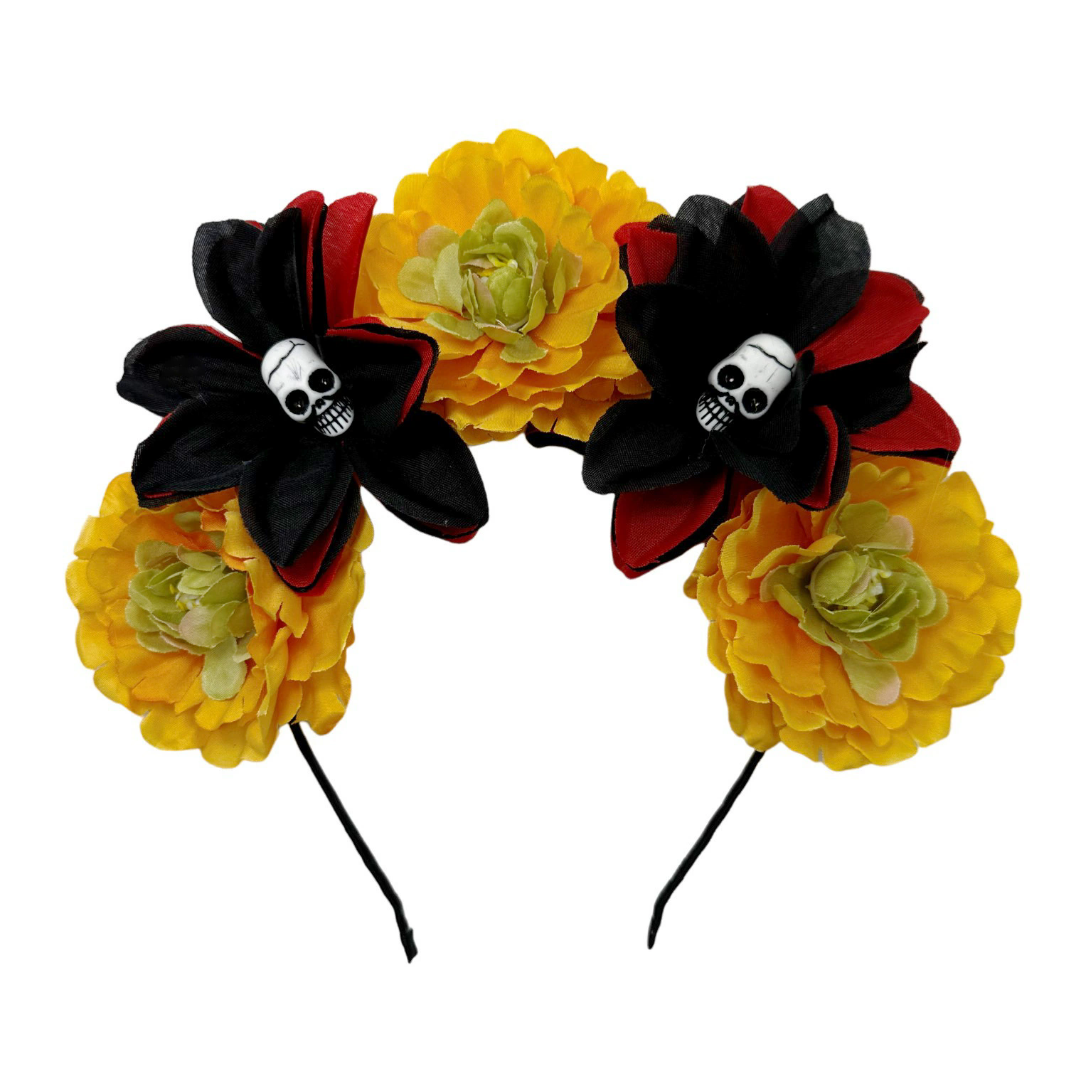 Gothic Flower Skull Headband – Rose Skull Hairband for Women & Girls Halloween Costume Accessory