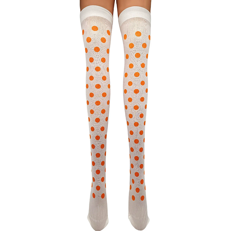Colorful Polka Dot Over Knee Socks – Dot Pattern Thigh High Stockings for Women Cosplay Accessory